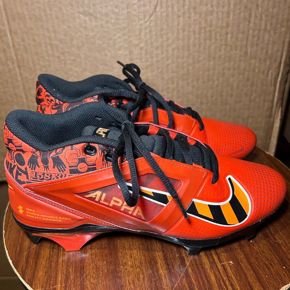 Nike Alpha Menace 4 Pro NRG Dunk On Em Orange Blk Football Cleats 8 Mens FQ3984